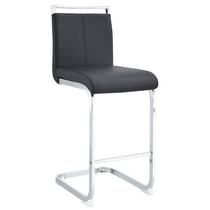 English Elm Modern PU Leather Barstools with Chrome C-Tube Legs and Footrest Set of 2 W2827P334709