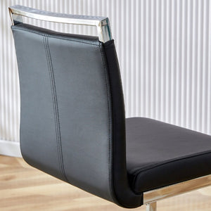 English Elm Modern PU Leather Barstools with Chrome C-Tube Legs and Footrest Set of 2 W2827P334709