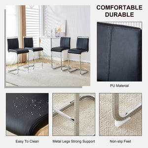 English Elm Modern PU Leather Barstools with Chrome C-Tube Legs and Footrest Set of 2 W2827P334709