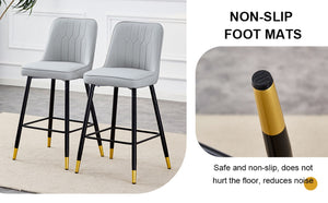 English Elm Modern PU Upholstered Bar Stools Set of 4 with Gold Accent Band and Black Metal Frame W2827P336097