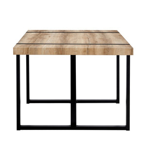 English Elm With Marble Pattern Top and Angular Black Legs This Extendable Table Suits Modern Dining Natural Wood MDF W2827P339226