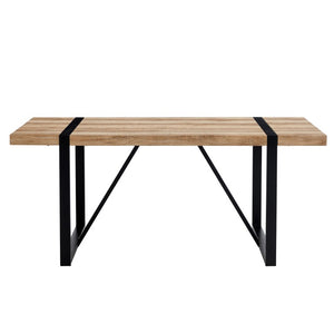 English Elm With Marble Pattern Top and Angular Black Legs This Extendable Table Suits Modern Dining Natural Wood MDF W2827P339226