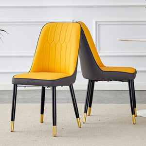 English Elm Orange PU Leather Dining Chairs Set of Two with Contrast Stitching for Modern Kitchens W2827P346044