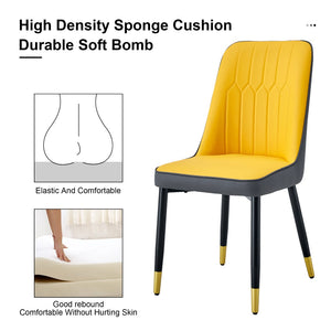 English Elm A Modern Set of 4 PU Leather Dining Chairs with Padded Seats and Metal Legs Yellow+Grey W2827P346045
