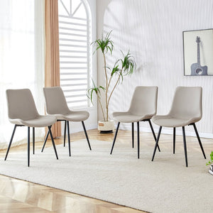 English Elm Light Gray Faux Leather Dining Chairs Set of 4 with Black Metal Legs for Kitchen W2827P352204