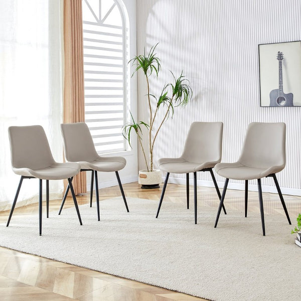 English Elm Light Gray Faux Leather Dining Chairs Set of 4 with Black Metal Legs for Kitchen W2827P352204