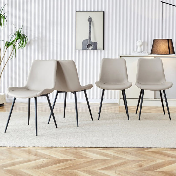 English Elm Light Gray Faux Leather Dining Chairs Set of 4 with Black Metal Legs for Kitchen W2827P352204