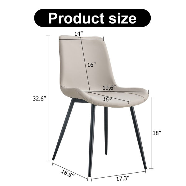 English Elm Light Gray Faux Leather Dining Chairs Set of 4 with Black Metal Legs for Kitchen W2827P352204