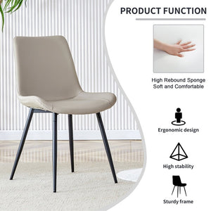 English Elm Light Gray Faux Leather Dining Chairs Set of 4 with Black Metal Legs for Kitchen W2827P352204