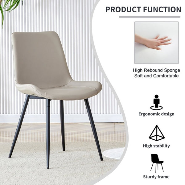 English Elm Light Gray Faux Leather Dining Chairs Set of 4 with Black Metal Legs for Kitchen W2827P352204