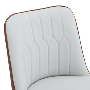 English Elm Modern High Back Faux Leather Dining Chairs Set of 4 with Chrome C Tube Legs Brown, Light Gray Metal, PU W2827P365713