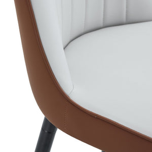 English Elm Modern High Back Faux Leather Dining Chairs Set of 4 with Chrome C Tube Legs Brown, Light Gray Metal, PU W2827P365713