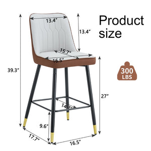 English Elm Modern High Back Faux Leather Dining Chairs Set of 4 with Chrome C Tube Legs Brown, Light Gray Metal, PU W2827P365713