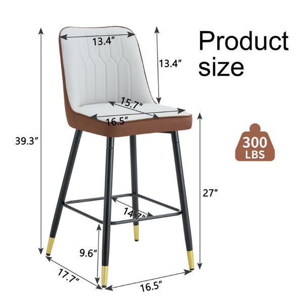 English Elm Modern High Back Faux Leather Dining Chairs Set of 4 with Chrome C Tube Legs Brown, Light Gray Metal, PU W2827P365713