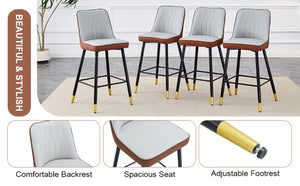 English Elm Modern High Back Faux Leather Dining Chairs Set of 4 with Chrome C Tube Legs Brown, Light Gray Metal, PU W2827P365713