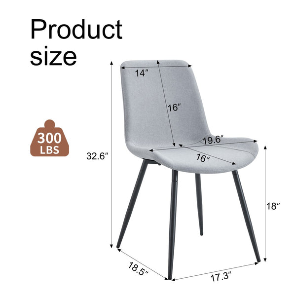 English Elm Comfortable Linen Cotton Dining Chair Set of Six with Ergonomic Curved Upholstered Seats W2827P385058