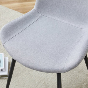 English Elm Comfortable Linen Cotton Dining Chair Set of Six with Ergonomic Curved Upholstered Seats W2827P385058