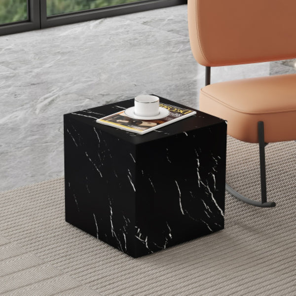English Elm Cube Accent Table Black Marble Grain Mdf Minimalist End for Living Room Display W2827P387550