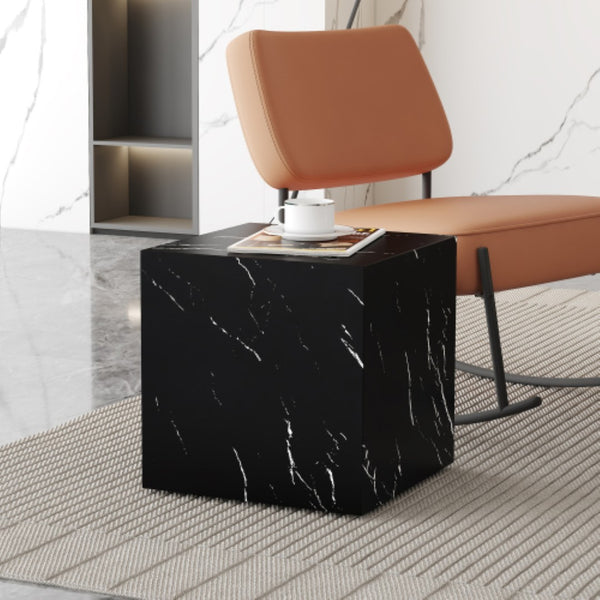 English Elm Cube Accent Table Black Marble Grain Mdf Minimalist End for Living Room Display W2827P387550