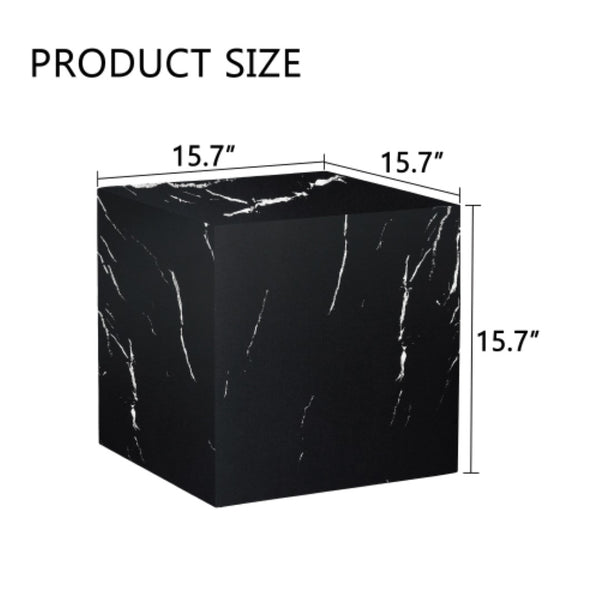 English Elm Cube Accent Table Black Marble Grain Mdf Minimalist End for Living Room Display W2827P387550