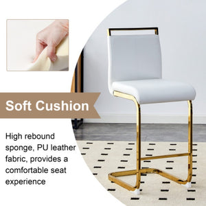 English Elm X-Bc-1162-Whgl-2In1 Gold Metal PU Leather Barstool for Kitchen Islands and Home Bars W2827P387801
