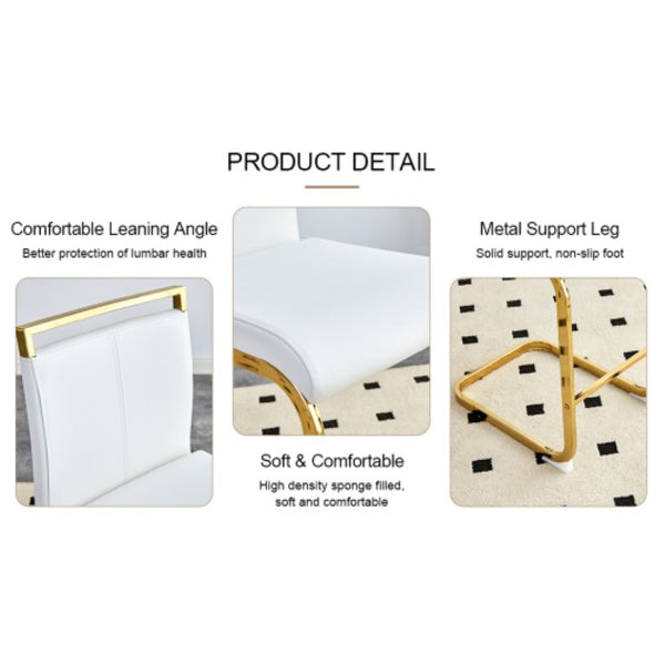 English Elm X-Bc-1162-Whgl-2In1 Gold Metal PU Leather Barstool for Kitchen Islands and Home Bars W2827P387801