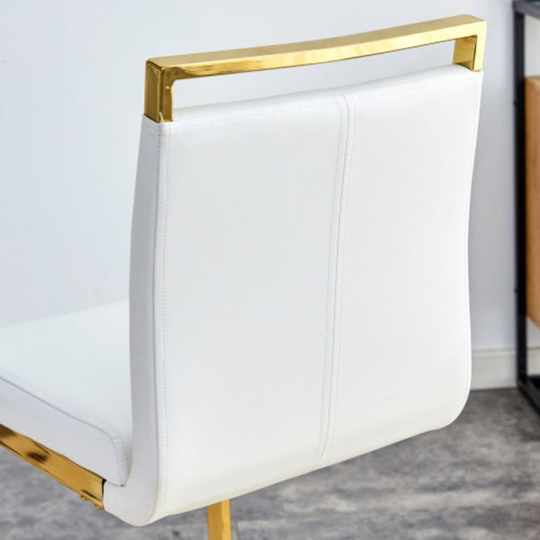 English Elm X-Bc-1162-Whgl-2In1 Gold Metal PU Leather Barstool for Kitchen Islands and Home Bars W2827P387801