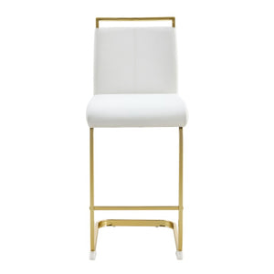 English Elm X-Bc-1162-Whgl-2In1 Gold Metal PU Leather Barstool for Kitchen Islands and Home Bars W2827P387801