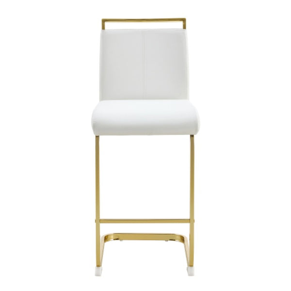 English Elm X-Bc-1162-Whgl-2In1 Gold Metal PU Leather Barstool for Kitchen Islands and Home Bars W2827P387801