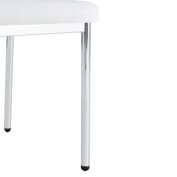 English Elm Luxury Channel Stitched White Pu Dining Chairs Set of 4 with Silver Metal Legs W2827P387804