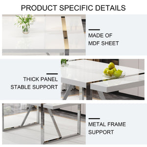 English Elm Industrial Rectangular Dining Table Thick MDF Tabletop Silver Metal Legs Kitchen W2827P421310