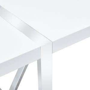 English Elm Industrial Rectangular Dining Table Thick MDF Tabletop Silver Metal Legs Kitchen W2827P421310