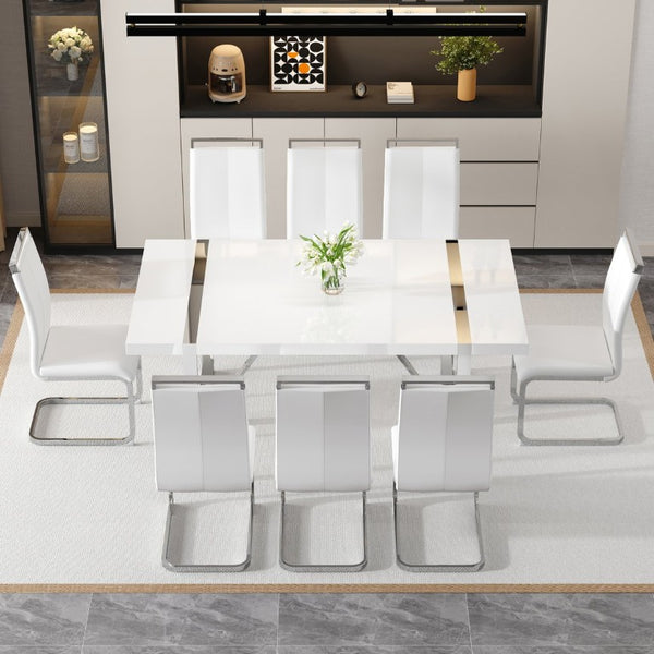 English Elm Industrial Rectangular Dining Table Thick MDF Tabletop Silver Metal Legs Kitchen W2827P421310