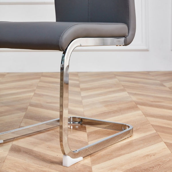 English Elm Modern High Back Faux Leather Dining Chairs Set of 4 with Chrome Tube Legs for Home Office W2827P427955