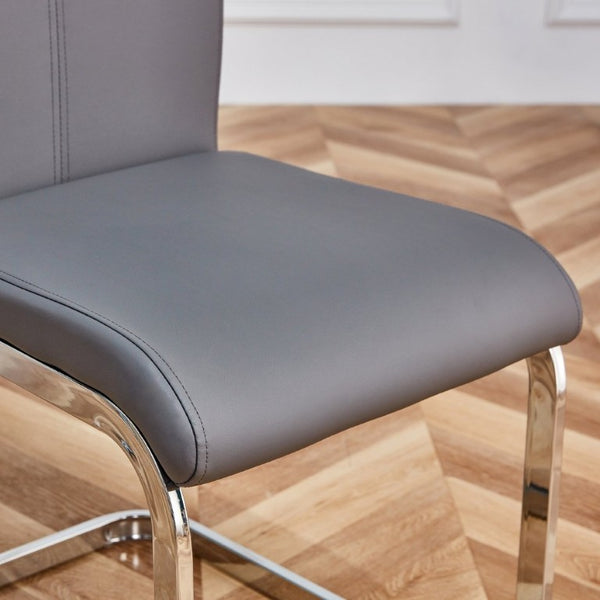 English Elm Modern High Back Faux Leather Dining Chairs Set of 4 with Chrome Tube Legs for Home Office W2827P427955
