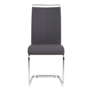 English Elm Modern High Back Faux Leather Dining Chairs Set of 4 with Chrome Tube Legs for Home Office W2827P427955