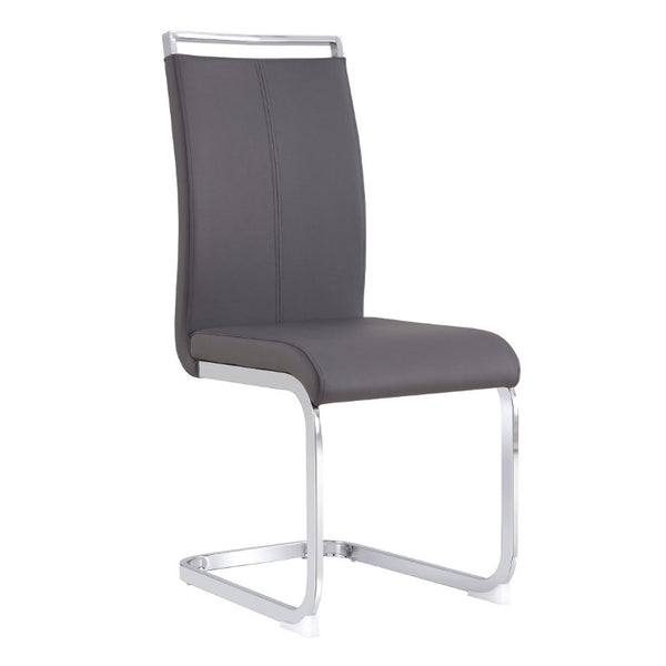 English Elm Modern High Back Faux Leather Dining Chairs Set of 4 with Chrome Tube Legs for Home Office W2827P427955