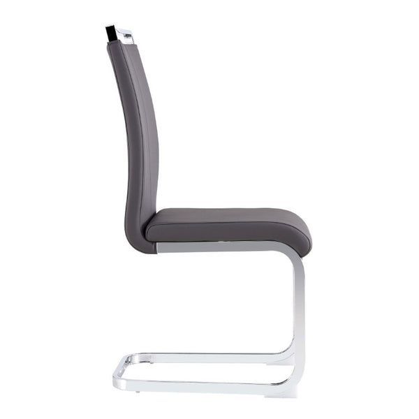 English Elm Modern High Back Faux Leather Dining Chairs Set of 4 with Chrome Tube Legs for Home Office W2827P427955