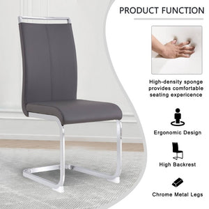 English Elm Modern High Back Faux Leather Dining Chairs Set of 4 with Chrome Tube Legs for Home Office W2827P427955