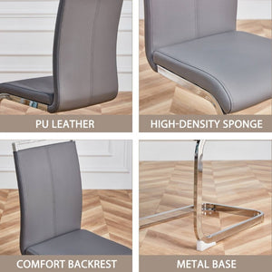 English Elm Modern High Back Faux Leather Dining Chairs Set of 4 with Chrome Tube Legs for Home Office W2827P427955