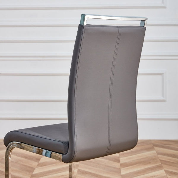 English Elm Modern High Back Faux Leather Dining Chairs Set of 4 with Chrome Tube Legs for Home Office W2827P427955