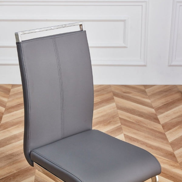 English Elm Modern High Back Faux Leather Dining Chairs Set of 4 with Chrome Tube Legs for Home Office W2827P427955