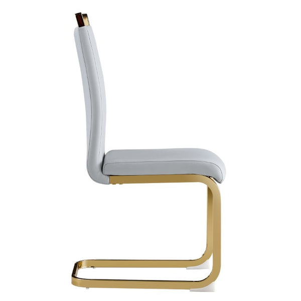 English Elm Dining Chair Set of 4 High Back Faux Leather Seats with Gold Tone Metal Legs Glam Style W2827P427961