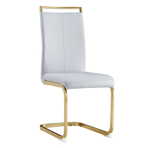 English Elm Dining Chair Set of 4 High Back Faux Leather Seats with Gold Tone Metal Legs Glam Style W2827P427961