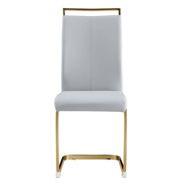 English Elm Dining Chair Set of 4 High Back Faux Leather Seats with Gold Tone Metal Legs Glam Style W2827P427961