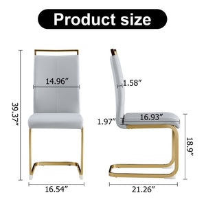 English Elm Dining Chair Set of 4 High Back Faux Leather Seats with Gold Tone Metal Legs Glam Style W2827P427961