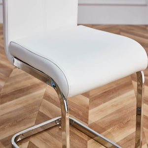 English Elm Modern High Back Faux Leather Dining Chairs Set of 4 with Chrome C Tube Legs White PU Leather W2827P427963