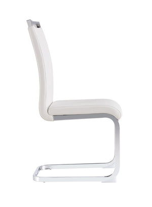 English Elm Modern High Back Faux Leather Dining Chairs Set of 4 with Chrome C Tube Legs White PU Leather W2827P427963