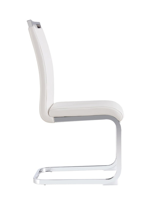 English Elm Modern High Back Faux Leather Dining Chairs Set of 4 with Chrome C Tube Legs White PU Leather W2827P427963