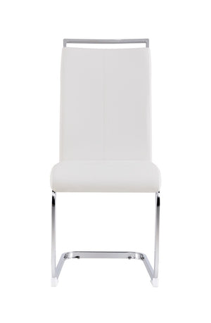 English Elm Modern High Back Faux Leather Dining Chairs Set of 4 with Chrome C Tube Legs White PU Leather W2827P427963